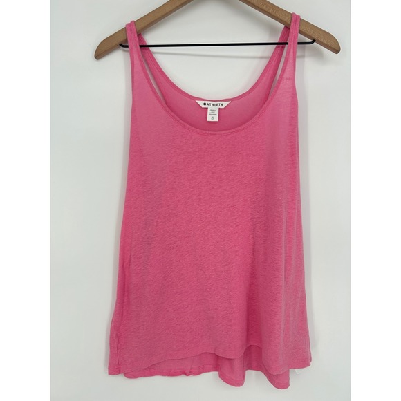 Athleta Tops - Athleta Pink Linen Racerback Tank Top- Women's XL Lightweight Coastal Breathable